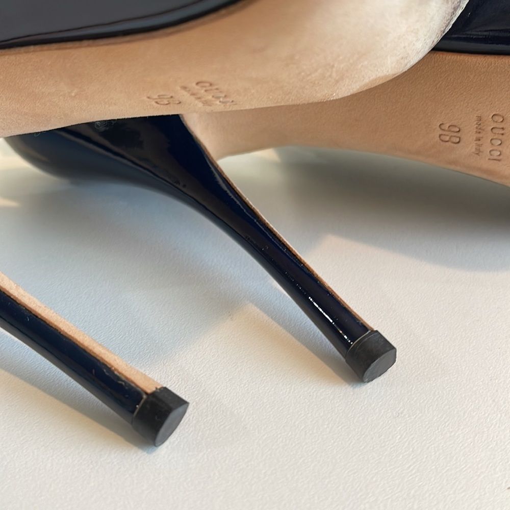 GUCCI Vitello Vernice Soft Blu Pumps - Picture 10 of 16
